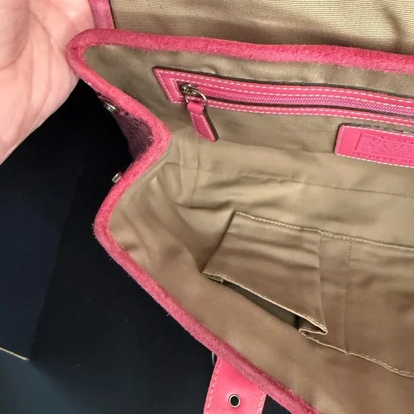 Vintage Coach 7080 pink soho signature canvas jacquard satchel purse suede trim - Picture 11 of 14